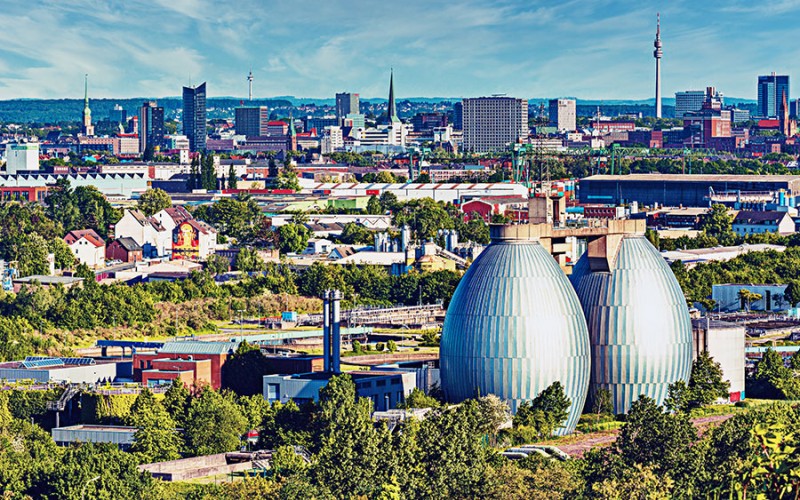 Großartiger Blick über die Stadt Dortmund in Nordrhein-Westfalen