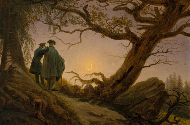 Zwei Männer in Betrachtung des Mondes - Bild von Caspar David Friedrich