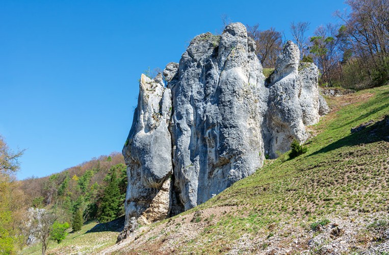 Die markanten Felsen von Dollnstein laden zum Klettern ein