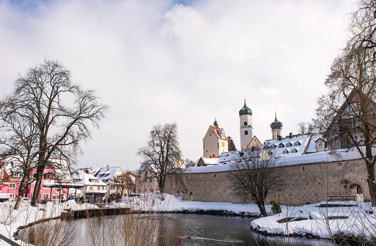 Blick auf das verschneite Isny