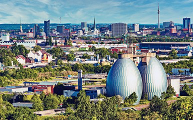 Großartiger Blick über die Stadt Dortmund in Nordrhein-Westfalen